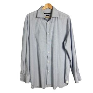 John Varvatos Slim Fit Blue Pinstripe Dress Shirt Mens quiet luxury minimal 16.5